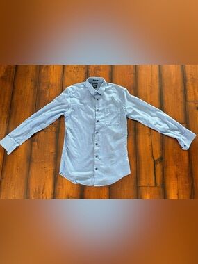 Neiman Marcus Light Blue Micro-Check Button-Down Shirt